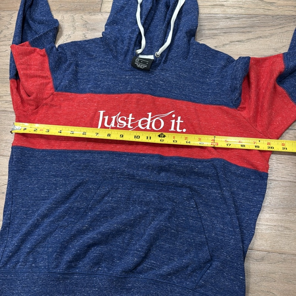 Nike Just Do It Sweatshirt Gym Drawstring Hoodie Women's Large Center Stripe - Picture 6 of 8